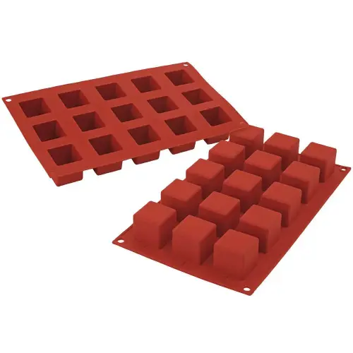 Khuôn Silicon 15 Bánh Hình Khối Cube 3.49cm x 3.49cm x 3.49cm Silikomart SF105
